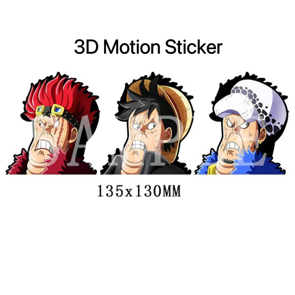 Kid,Luffy,Law,three captains 3D Motion sticker, 3 varieties Of morphologic