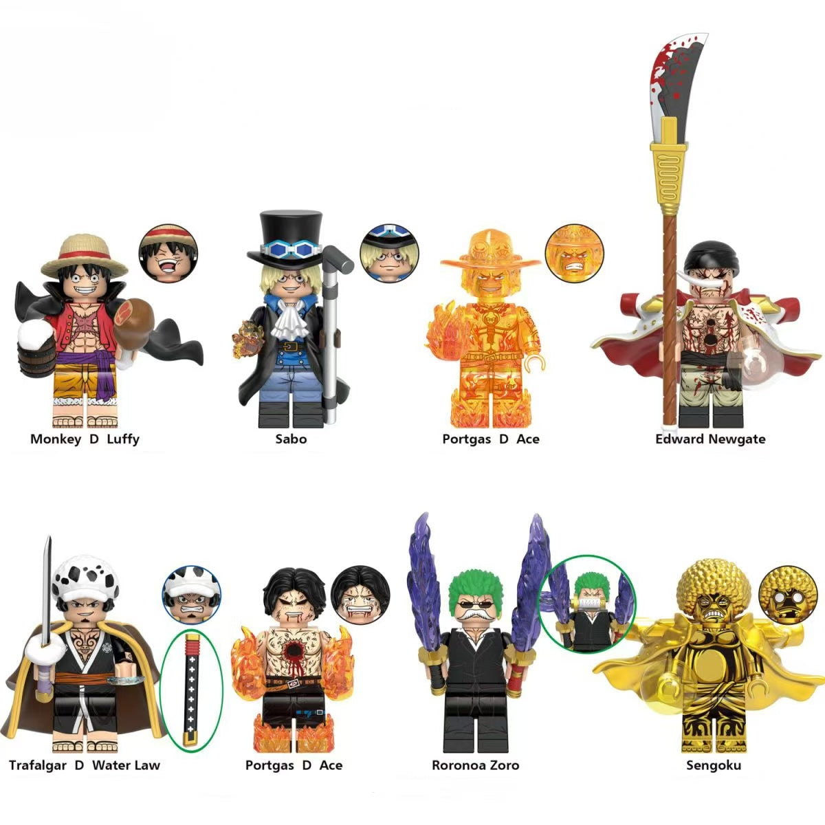 New edition,Wano Law,Ace,Building Block Mini Figure