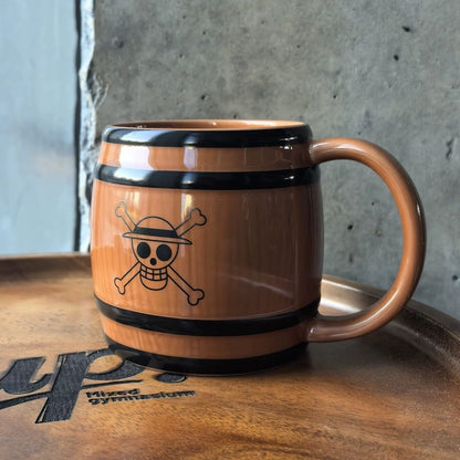 Strawhats Wooden Barrel Ceramic Mug