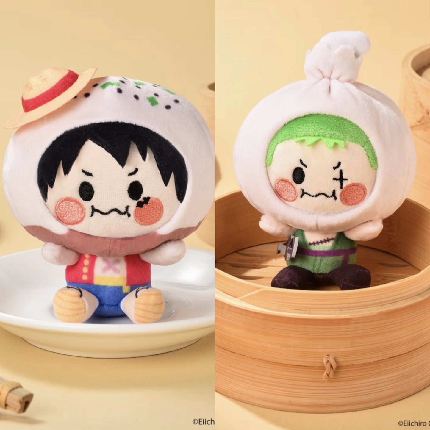 MUGIWARA Limited Luffy Zoro Sanji  Steamed Stuffed Bun Plush Toy