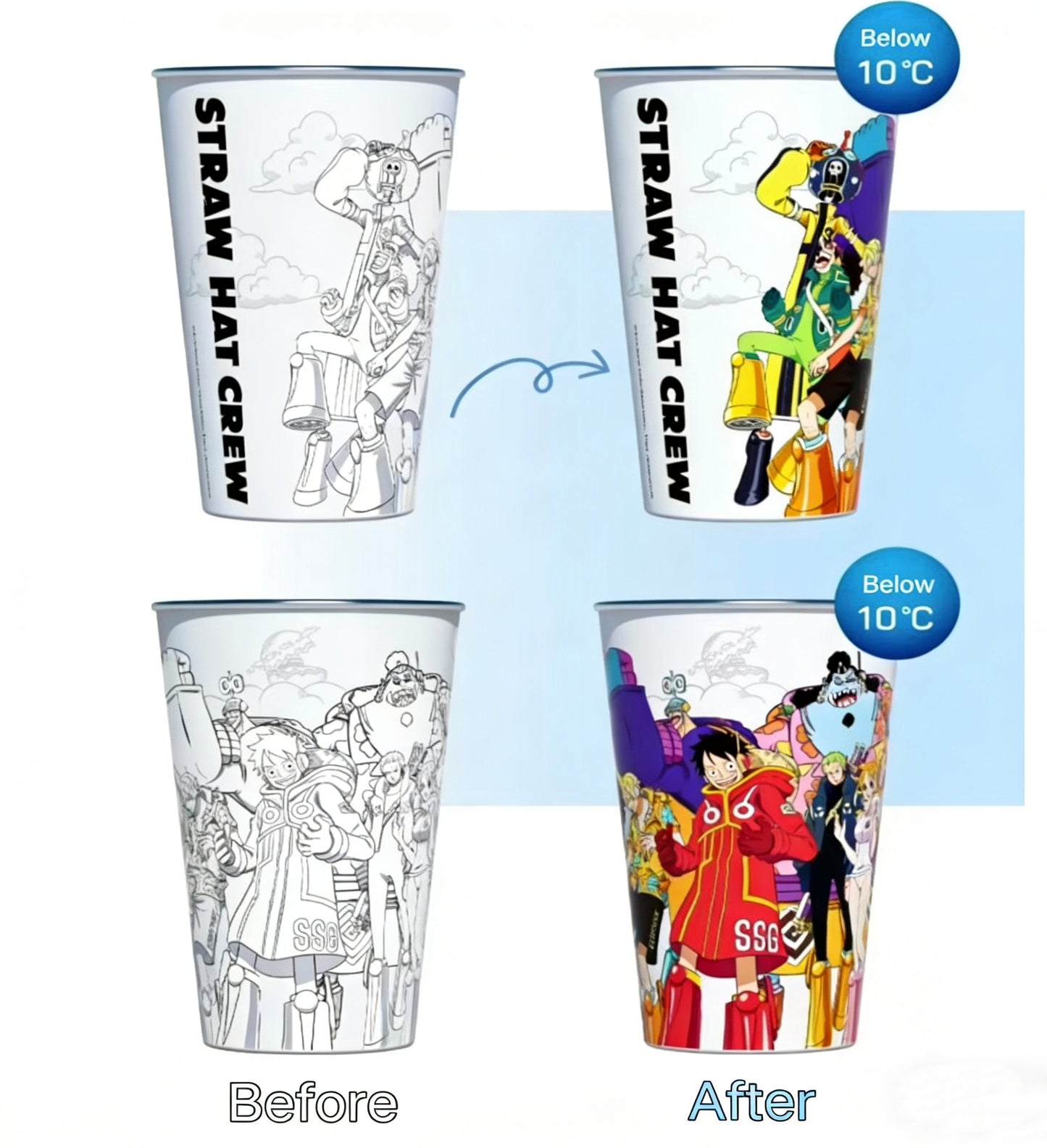 Limited Edition Egghead Strawhats Cold Sensitive Color Changing Cup