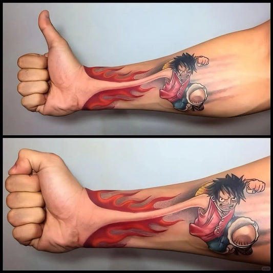 Luffy Red Hawk Herbal Plant Tattoo Sticker