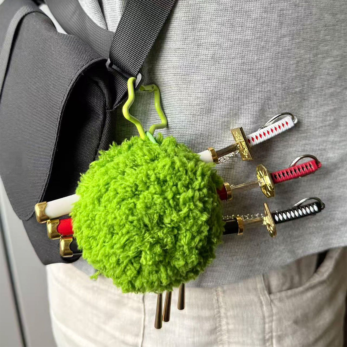 Zoro Three‑Sword Style Mosshead Keychain Pendant