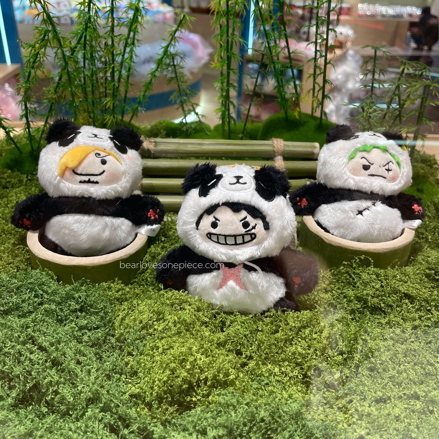 MUGIWARA Limited Luffy Zoro Sanji Panda Plush Toy Keychain