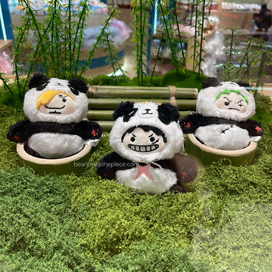 MUGIWARA Limited Luffy Zoro Sanji Panda Plush Toy Keychain