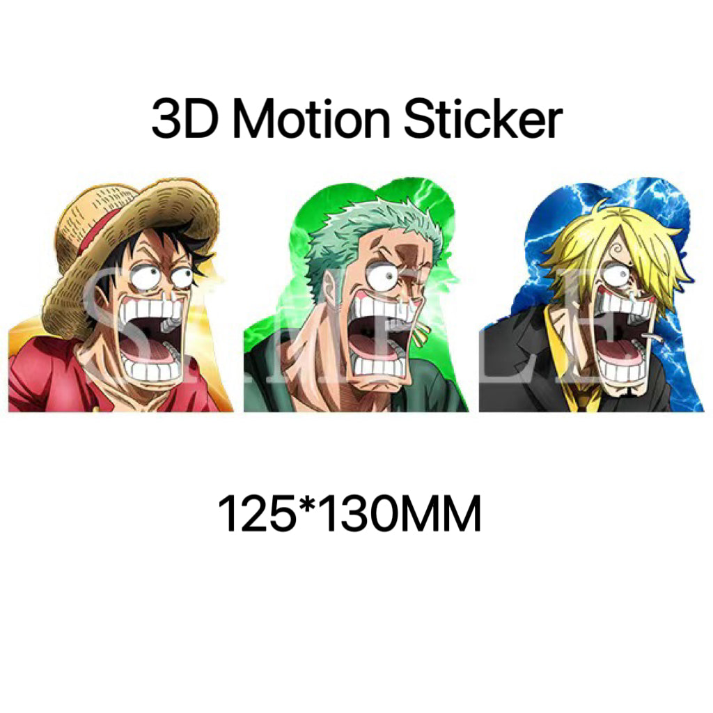 Luffy,Zoro,Sanji,three frightened men 3D Motion sticker, 3 varieties Of morphologic